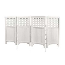 Outdoor 4 Panel Screen Enclosure, Resin, 44 In H, White - £127.27 GBP