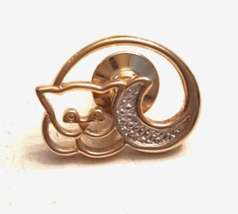 Avon Kitty Cat Scatter Pin Two Tone Vintage 1980&#39;s Adorable  with Tie Tack Back - £11.79 GBP