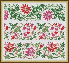 Large Floral Borders Sampler 1 Repeating Decorative Motifs Cross Pattern... - $5.00