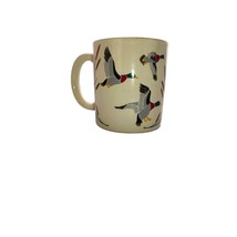 VTG Mallard Ducks in Flight KIC Coffee Mug White &amp; Green Cattails Ceramic - £9.57 GBP