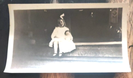 Antique Photo Girl With Doll Creepy Stare White Dress Haunting - $25.44 CAD