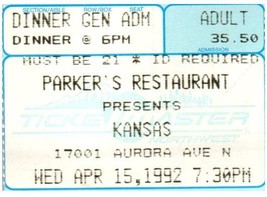 Kansas Concert Ticket Stub April 15 1992 Seattle Washington - £19.45 GBP