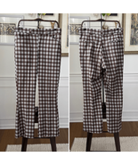 Vintage 70s Sears Kings Road Brown Plaid Flared Polyester Pants 34 S - $27.36