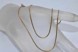 Vintage 9K Yellow Gold 1mm Fancy Round Box Chain Necklace 15&quot; Long  4.3 grams - £165.43 GBP