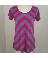 LuLaRoe Classic T Tee Shirt Top Size XXS Pink Purple Wide Chevron Stripe... - £13.17 GBP