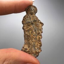 18th Antique Religion Christian Overlay Figure Mother of God Standing Metal - $78.00
