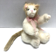 TY Cat ADELAIDE White & Brown Pink Bow Vintage 1993 Attic Treasures Collection - £6.37 GBP