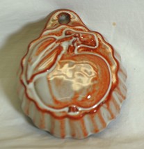 Terracotta Red Clay Pottery Mold Peach Design Cake Jello Decorative - $16.82