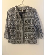 Christopher &amp; Banks Womens Open Front Black &amp; White Patterned Cardigan J... - $377.73 MXN