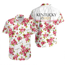Kentucky Derby Rose Flower Horse White Hawaiian Shirt - £8.27 GBP+