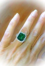 2,50 Karat Grüner Saphir-Verlobungs-Ehering mit Smaragdschliff, 14 Karat... - £54.51 GBP