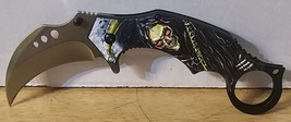Grim Reaper Skull Gothic Horror Scary Spring Assist Karambit Knife Blade Clip 2 - £12.06 GBP