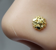 Indian Floral Style nose Stud Gold plated nose ring Twisted piercing ring 22g - £8.01 GBP