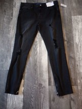 Arizona Flex NWT Women&#39;s Size 32 Skinny Destressed Black Jeans - £18.47 GBP
