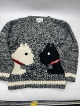 Collage Scottish Terrier Scottie Dog Knit Sweater Womens Large Long Sleeve - £21.81 GBP