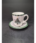 Atico Glazed Cup, Christmas Tree with Saucer, Holiday, Gift, Christmas D... - $20.36 CAD