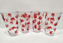 4pc Coastal Beach Nautical Red Crab Acrylic Drink Tumbler Glasses Indoor outdoor - £27.35 GBP