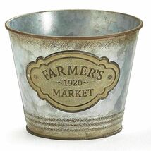 Country Farmer&#39;s Market Galvanized Rustic Tin Bucket Planter Liner Distr... - $16.97