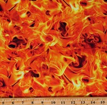 Cotton Fire Flames Open Air Orange Cotton Fabric Print by the Yard D694.63 - £12.74 GBP