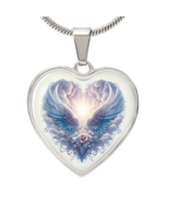Luxury Graphic Heart Necklace Angel Wings Heart - $75.15 CAD+