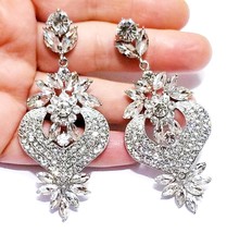 Crystal Chandelier Earrings, Rhinestone Drop Earrings, Pageant Prom Jewelry, 3.1 - £27.47 GBP
