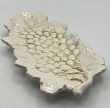 Plates Condiment Dish Grape Leaves Design Ivory Ceramic 9.5 x 4.5 Inches Italy - £8.09 GBP