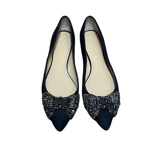 Tory Burch Vanessa Flat Soho Luxe Suede Grosgrain Shoes Women Size 6.5 - £67.69 GBP