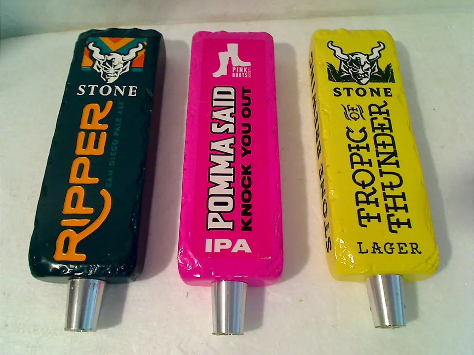 Three Stone Brewing 7 3/4&quot; Bar Tap Handles Ripper, Pomma Said, Tropic Of... - $33.90 CAD