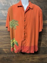 Tommy Bahama Tropical Silk Shirt Mens XL Orange Isles Jacquard Floral Cr... - $18.05