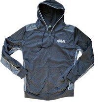 Batman Logo Mens Gray Long Sleeves Pockets Full Zip Fleece Hoodie Jacket Size M - £23.91 GBP