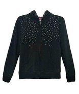 Whisper Me Womens Size M Black Rhinestone Studs Kangaroo Pockets Hooded ... - $14.95