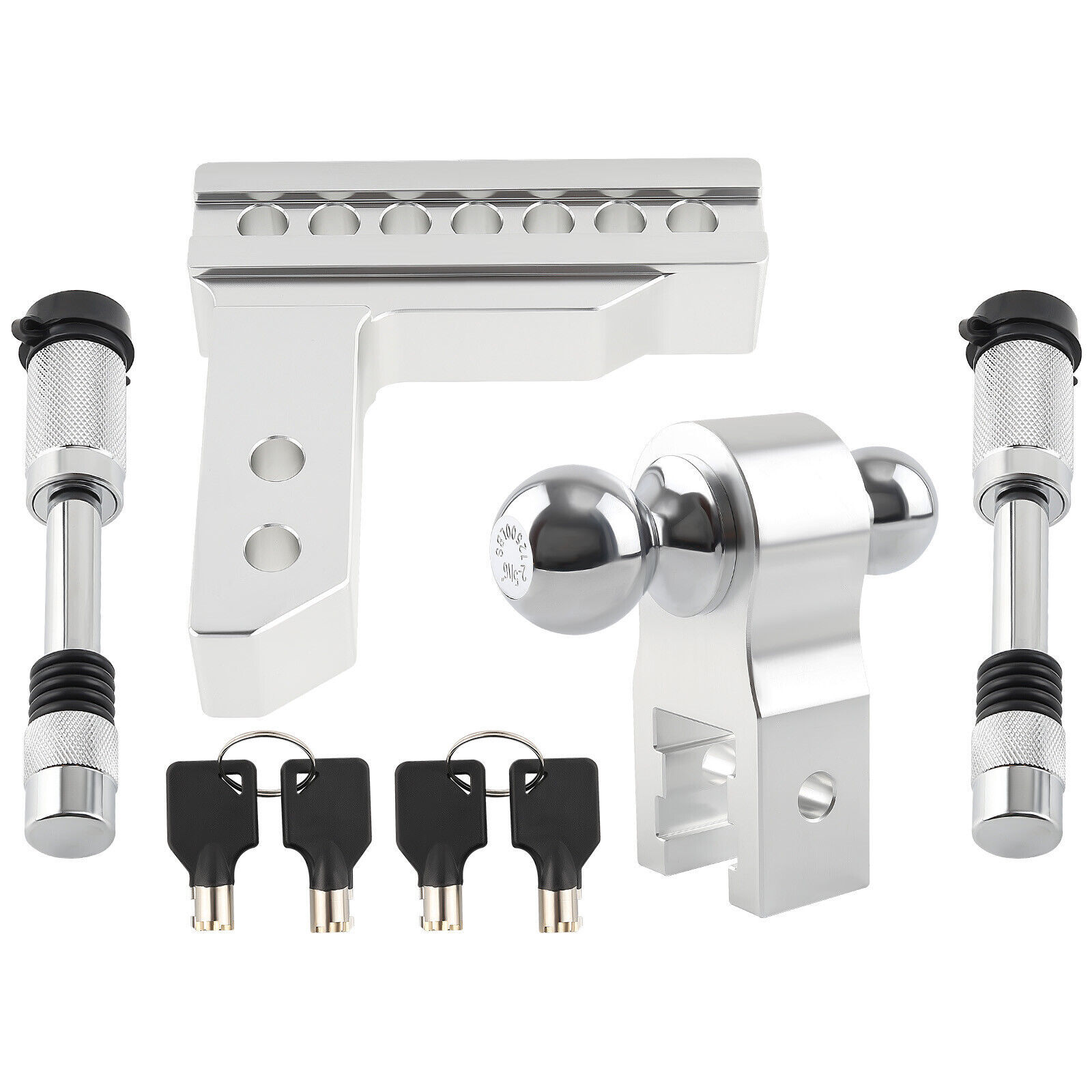 Dual Ball 6in Drop Adjustable Trailer Tow Towing 2" Receiver Lock included