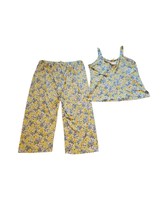 Oscar de la Renta Pink Label Large  Floral Yellow Capri Pajama Coord Set  - $29.99