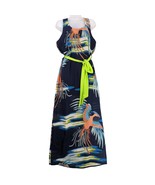 Eunishop Size L Tropical Phoenix Bird Maxi Dress Sheer Halter Side Slit ... - $61.54 CAD