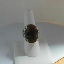 NR Stamped Silver-tone Rootbeer Colored Stone Cocktail Ring Size 7 - $17.81