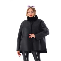 The Luxera Reversible Black Shearling Women Leather Jacket image 13