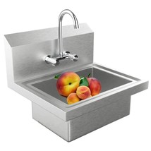 17.1&quot; W x 15.0&quot; D Hand Wash Commercial Sink Wall Mount Utility Sink with... - £97.10 GBP