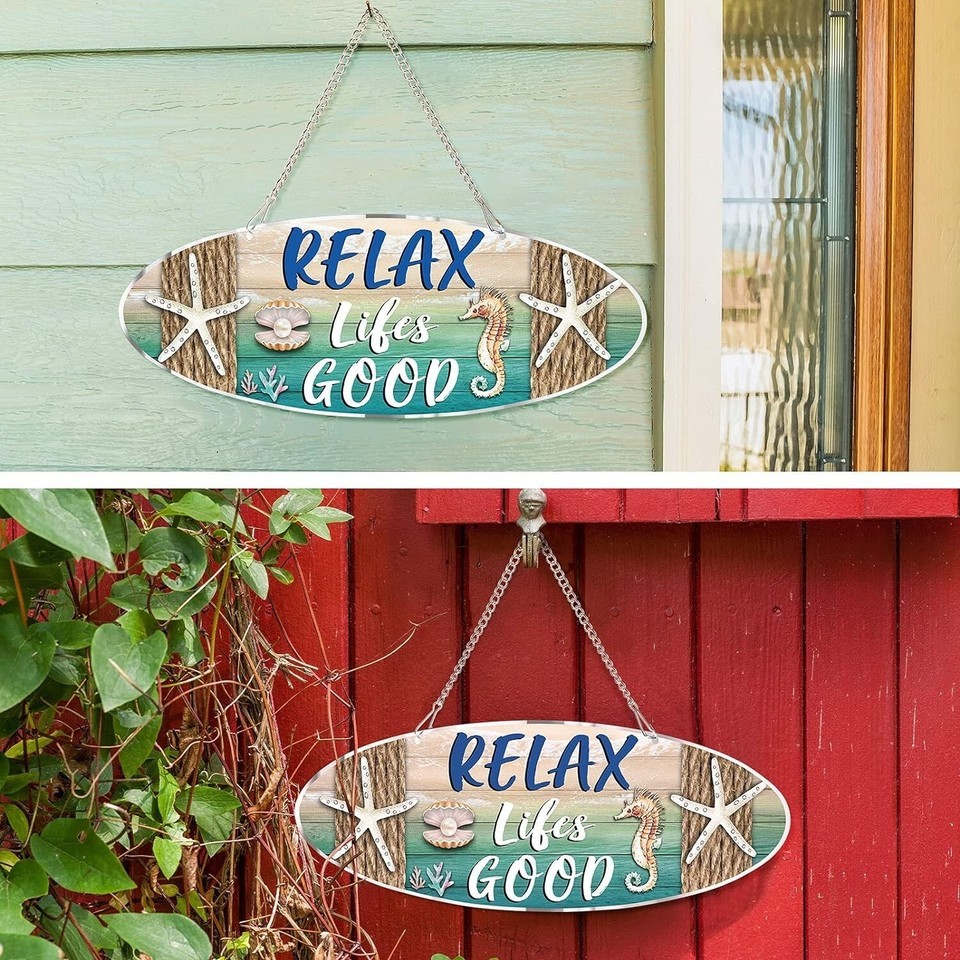 Hanging Beach Sign Décor, Starfish Wall Décor, Beach Plaque 4"L x 11"W Item image 4