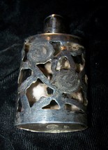 Vintage Mexican Sterling Silver Filigree Overlay Perfume Bottle-3 inches tall - £25.83 GBP