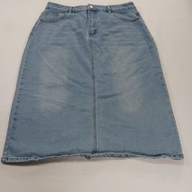 Allegra K Women's Denim Skirt Straight & Pencil Back Slit Blue Size XL image 13