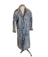 Vintage 80s 90s Womens Denim Trench Coat Long Acid Wash Denim Coat Blue ... - $93.14