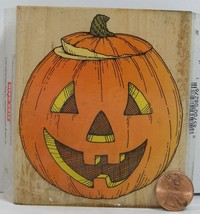 Halloween Rubber Stamp Hero Arts 1995 H276 Giant Pumpkin 4X 3-1/3&quot;  B9K - $6.89