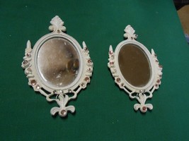 Great Set of 2 MINI White  WALL MIRROR with Artificial Decorative Stones - £11.54 GBP