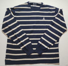 Men&#39;s Psycho Bunny Navy Blue &amp; White Striped Cotton Sweater - Size XL *READ* - £22.79 GBP