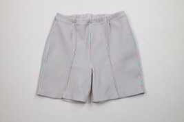 Vintage 60s 70s Streetwear Womens 12 Striped Ribbed Knit Above Knee Shor... - $59.35