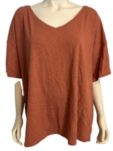 Talbots Plus Women&#39;s V-Neck Tee Shirt Copper Sparkle 3X - $24.69