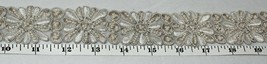 1.5&quot; Wide Trim - Beaded Embroidered Flower Floral Ivory Trim by the Yard... - £4.68 GBP