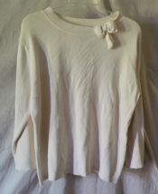 Women&#39;s Sag Harbor Pullover Sweater Size XL White Long Sleeve Bow Round ... - $240.84 MXN