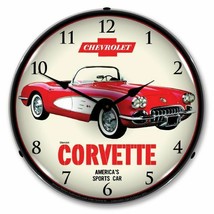 1959 Chevrolet Corvette LED Clock Garage Oil Car Man Cave Lighted Nostalgic - £186.65 GBP