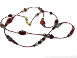 Artisan Red Long Beaded Fashion Necklace, 41 Inches - £11.22 GBP